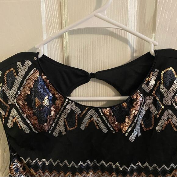As U Wish Metallic Sequin Open Back Dress Women's Size Medium Black Sleeveless - Picture 3 of 8